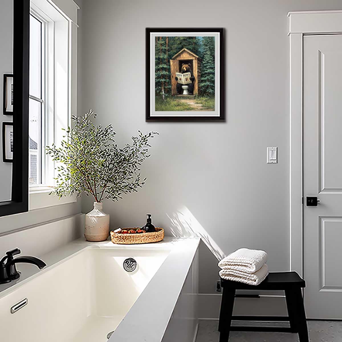 ARNLRDYA Bears on Toilet Paint by Number Kits, Bathroom Poster, Forest Paint by Numbers for Adults, Animals Acrylic Painting for Gift Home Decor(16×20inch, Unframe) ARNLRDYA