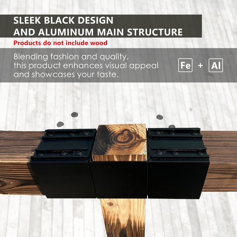 2 Sets DIY Pergola Brackets 3-Way Right Angle Corner Bracket, Gazebo Hardware Kits for Outdoor Patio Pergola Extension Wood Stand Kit Kozyard