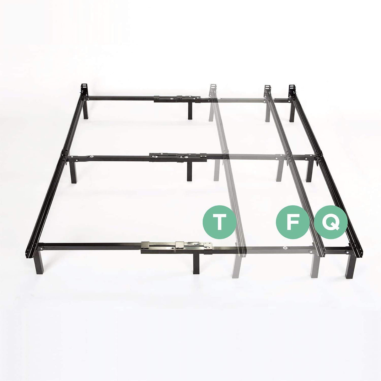 ZINUS Compack Metal Adjustable Bed Frame, 7 Inch Support Bed Frame for Box Spring and Mattress Set, Twin/Full/Queen, Black ZINUS