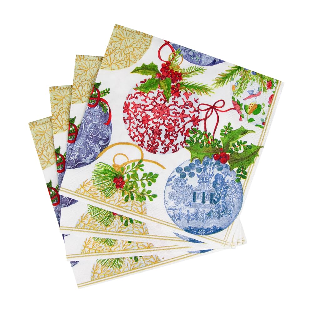 Caspari Porcelain Ornaments Paper Cocktail Napkins - 20 Per Package Caspari