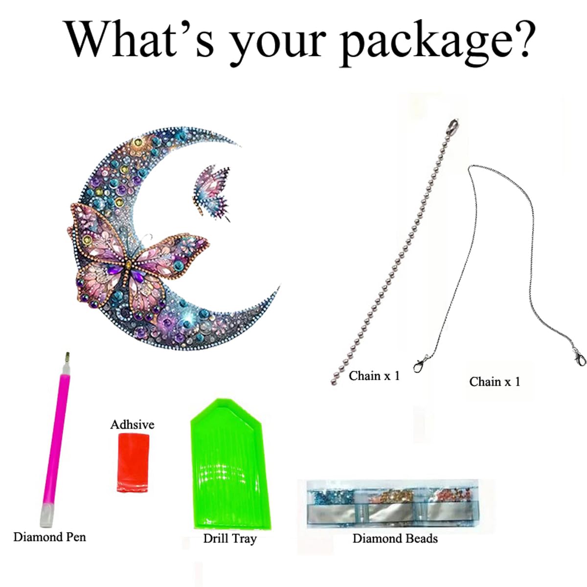 DIY Hanging Diamond Art Kit Butterfly, Acrylic Diamond Painting Kits Hanging Pendant Moon, Special Shaped Crystal Gem Art Ornament Kit for Home Decor wavaiov