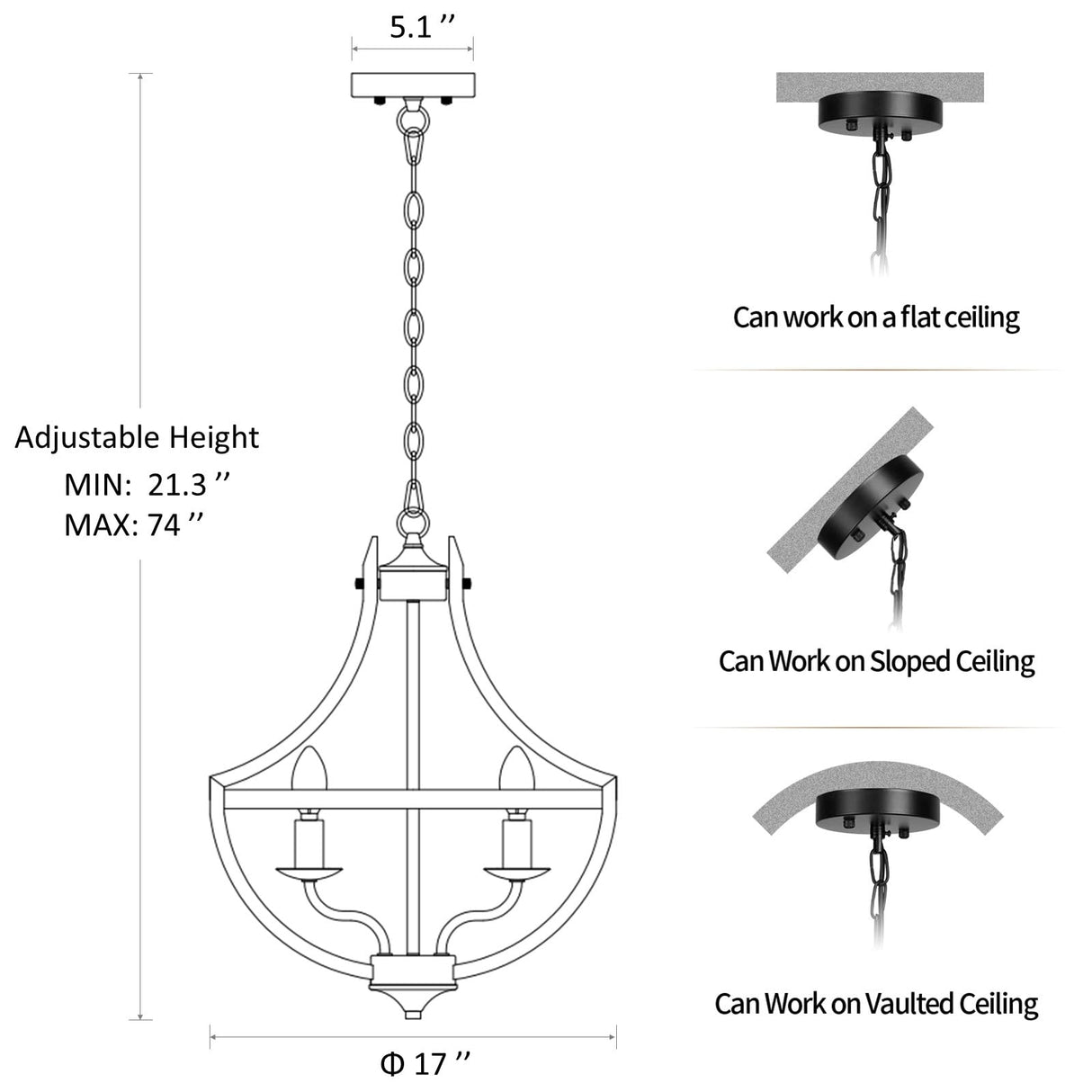 5-Light Farmhouse Wood Chandeliers for Dining Room, Adjustable Height Hanging Rustic Geometric Light Fixture for Kitchen Island Foyer Entryway Living Room Klgxnrd