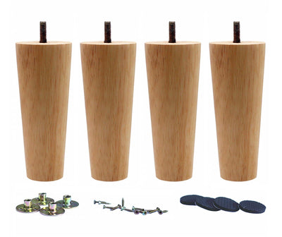 WEICHUAN Round Solid Wood Replacement Sofa Couch Chair Ottoman Loveseat Coffee Table Cabinet Furniture Wood Legs(6" Straight Set of 4)