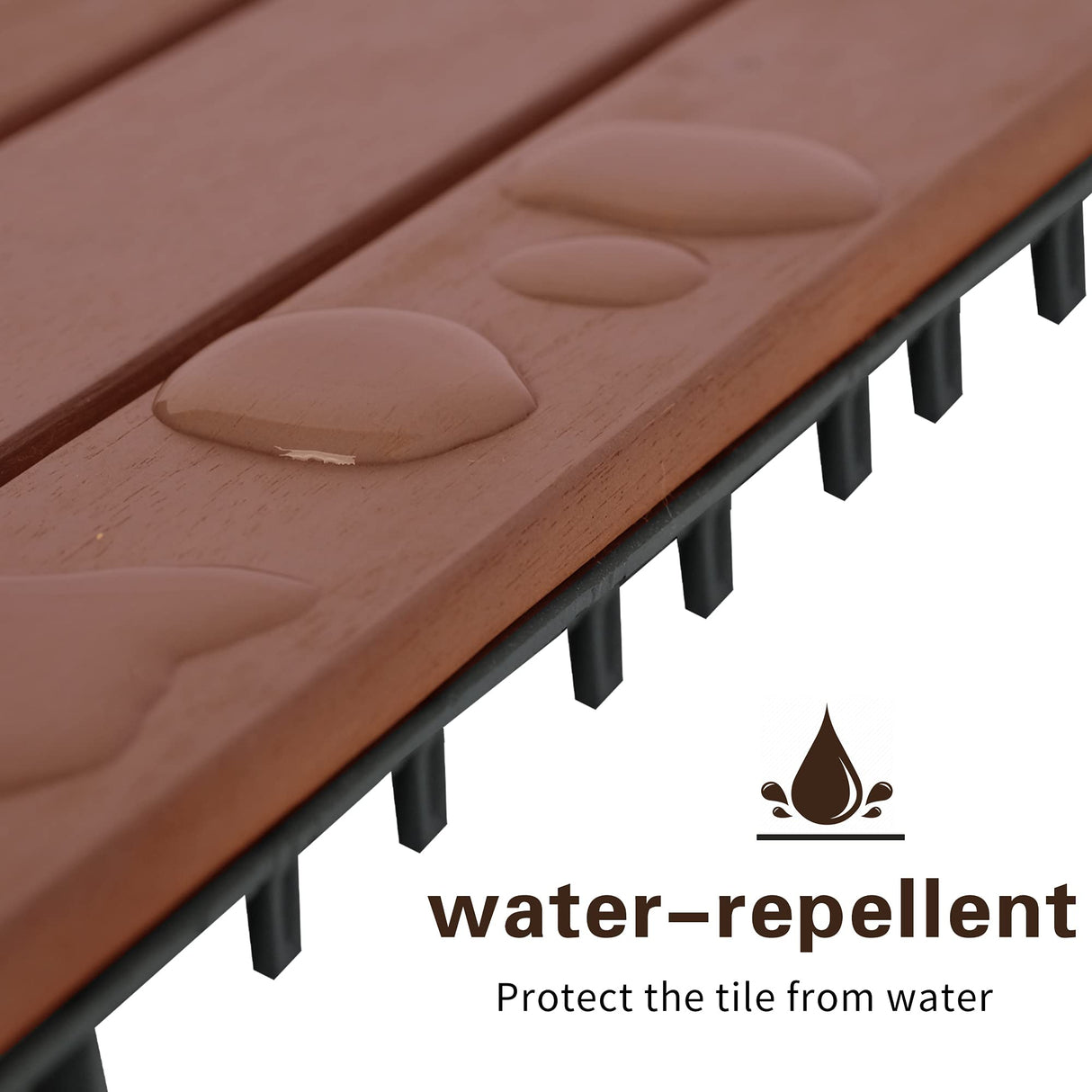 MCombo 10 Pieces Patio Wood Deck Tiles 12 x12 inches, Interlocking Deck Flooring Oiled Finish, Wood Tiles Resistant Water and Easy to Install for Outdoor Deck,Balcony and Backyard (Burgundy) MCombo