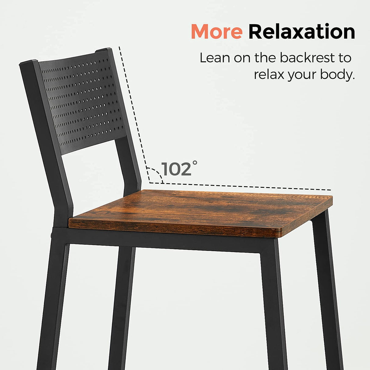 VASAGLE Bar Stools, Set of 2 Bar Chairs, Tall Bar Stools with Backrest, Industrial in Party Room, Rustic Brown and Black ULBC070B01 VASAGLE