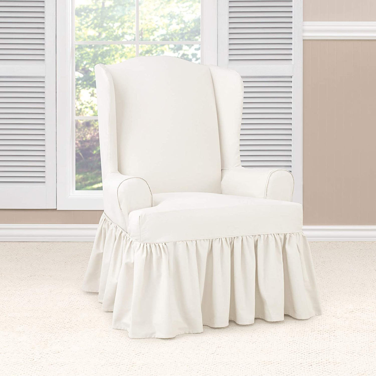 SureFit Essential Twill Parent Listing (Wing Chair, White) SureFit