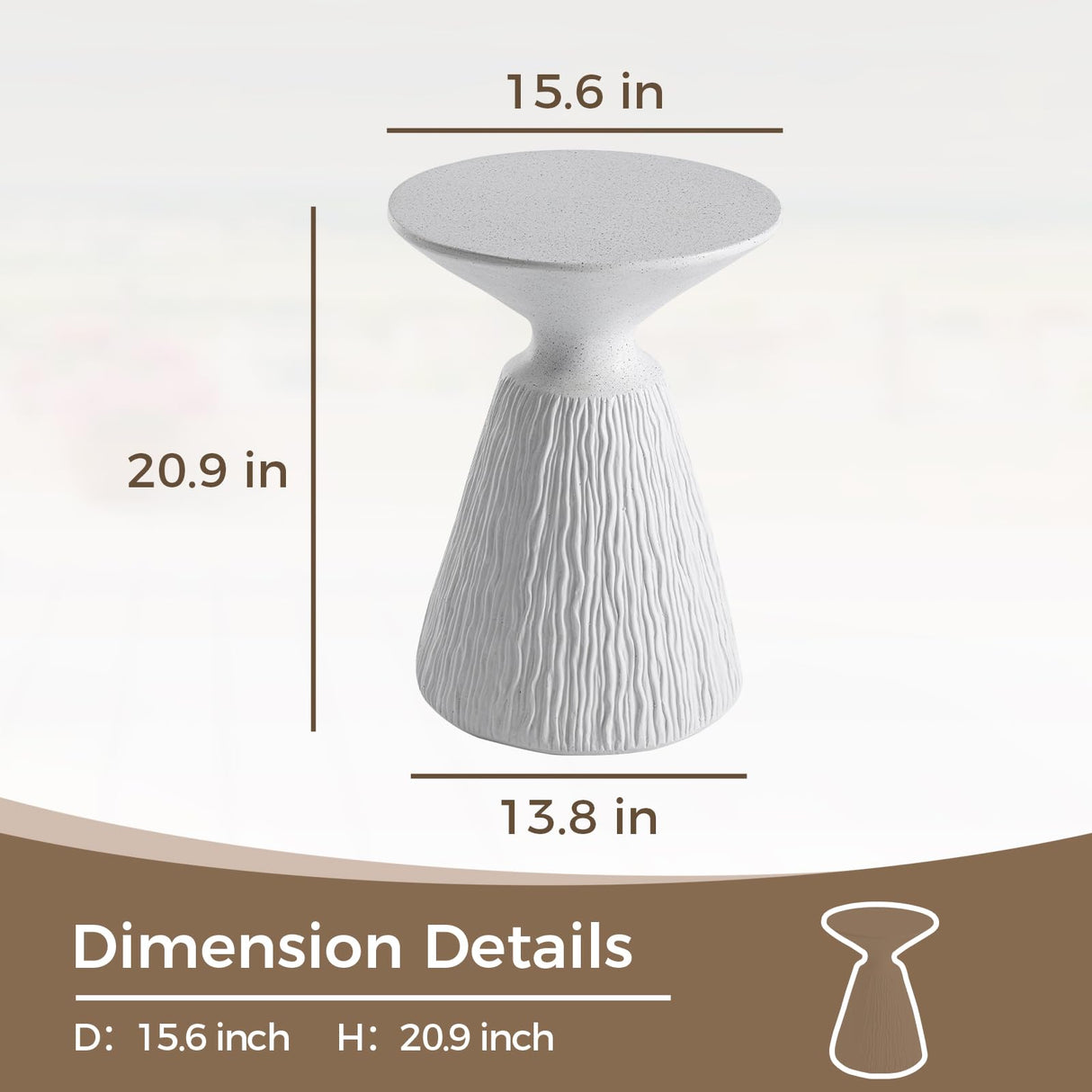 COSIEST Outdoor Side Table, Mushroom Shaped MgO Accent Table, Lightweight Patio End Table w Round Base, Top Plant Stand for Garden and Deck, Spotted White COSIEST