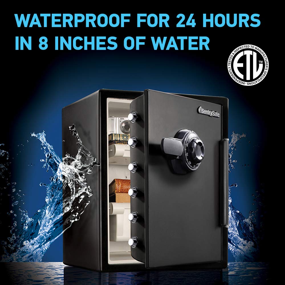 SentrySafe Black Fireproof Waterproof Floor Safe with Dial Combination Lock for Home or Office, 2.05 Cubic Feet, SFW205CWB SentrySafe