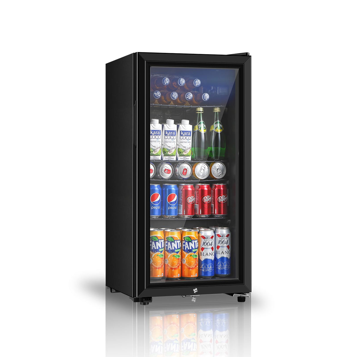 Saeoola Beverage Refrigerator, 3.2 Cu.ft Mini Fridge with Double Glass Door, Cooler for Soda, Beer or Wine for Home, Office or Bar with Adjustable Removable Shelves (Black) Saeoola