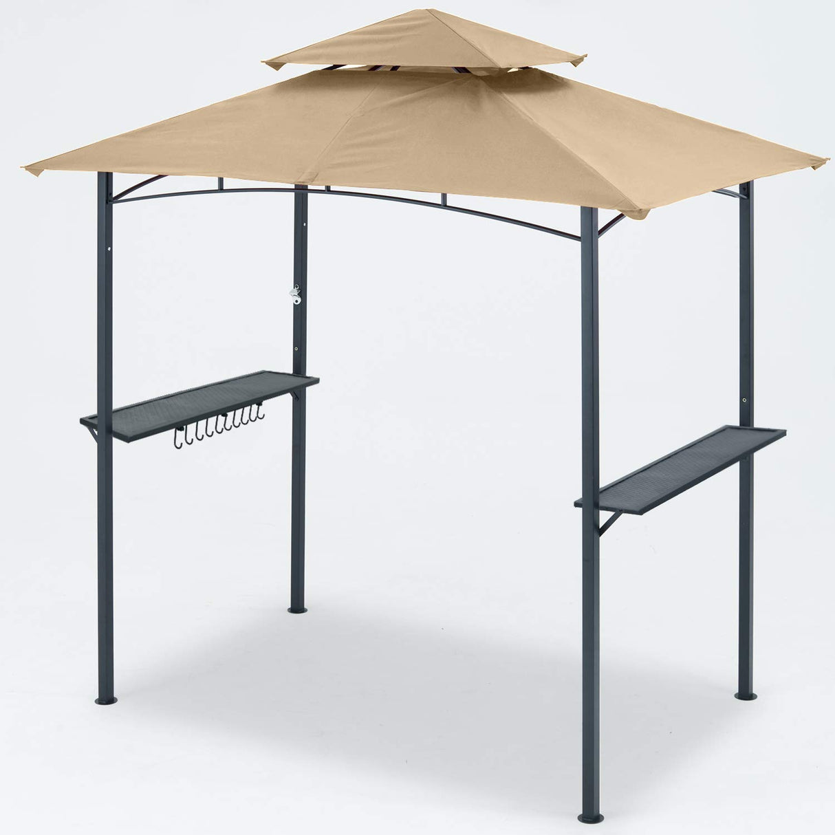 MASTERCANOPY 8 x 5 Grill Gazebo Outdoor BBQ Gazebo Canopy with 2 LED Lights (Khaki) MASTERCANOPY