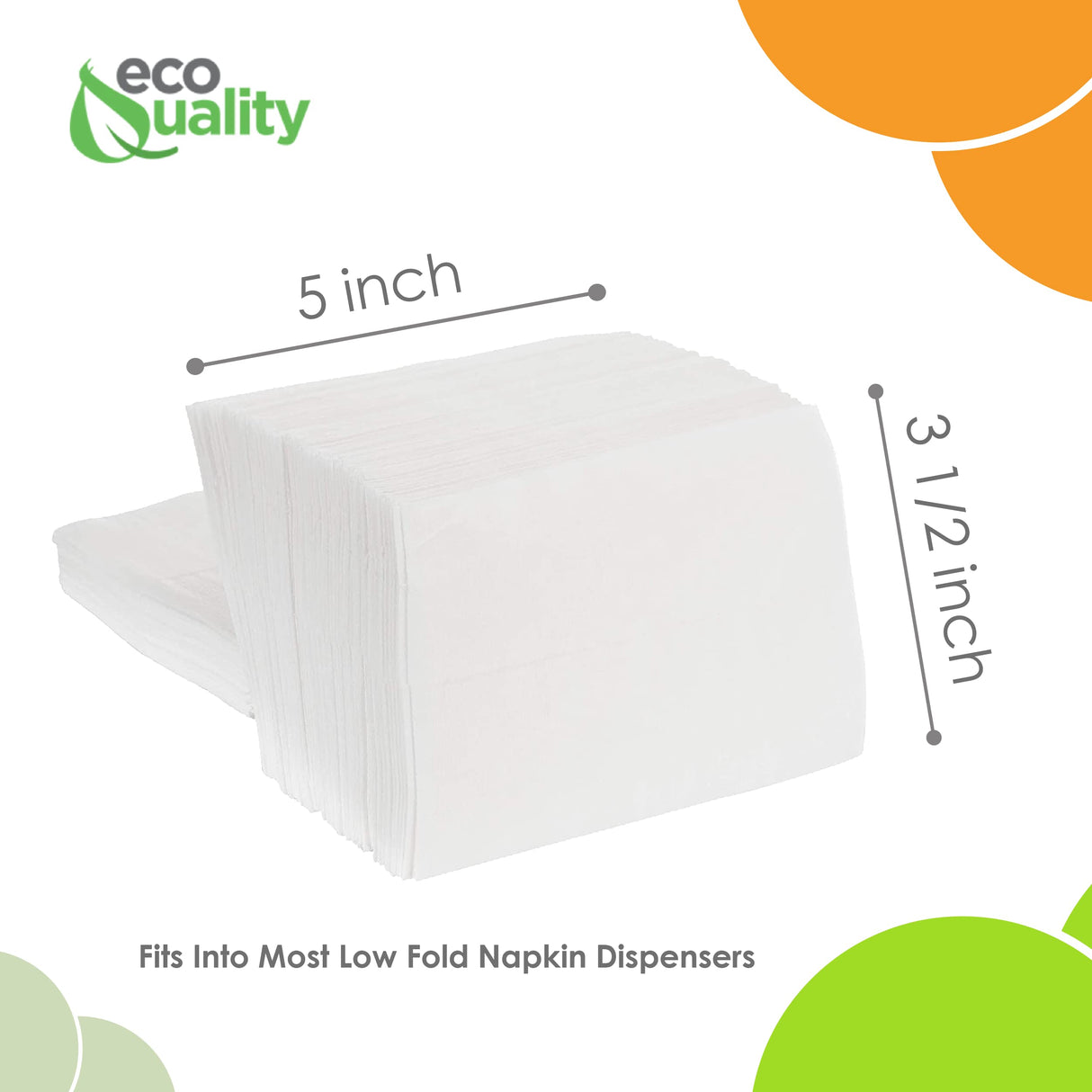 EcoQuality White Low Fold Dispenser Napkins,400/pack 1-Ply, 3 1/2 x 5 in, Dispenser Napkin Refill, Everyday Napkins, Perfect for Restaurants, Diners, Bodegas & Home EcoQuality