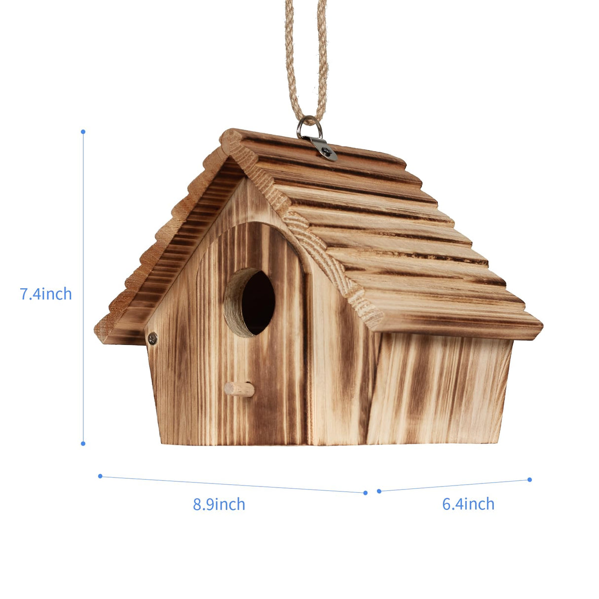 NATUREYLWL Bird House for Outside - Hanging Outdoor Birdhouse - Natural Wood Bird Nesting Box for Bluebirds, Hummingbirds, Finches, Wrens, Cardinals - Easy to Clean & Durable Garden Bird Shelter NATUREYLWL