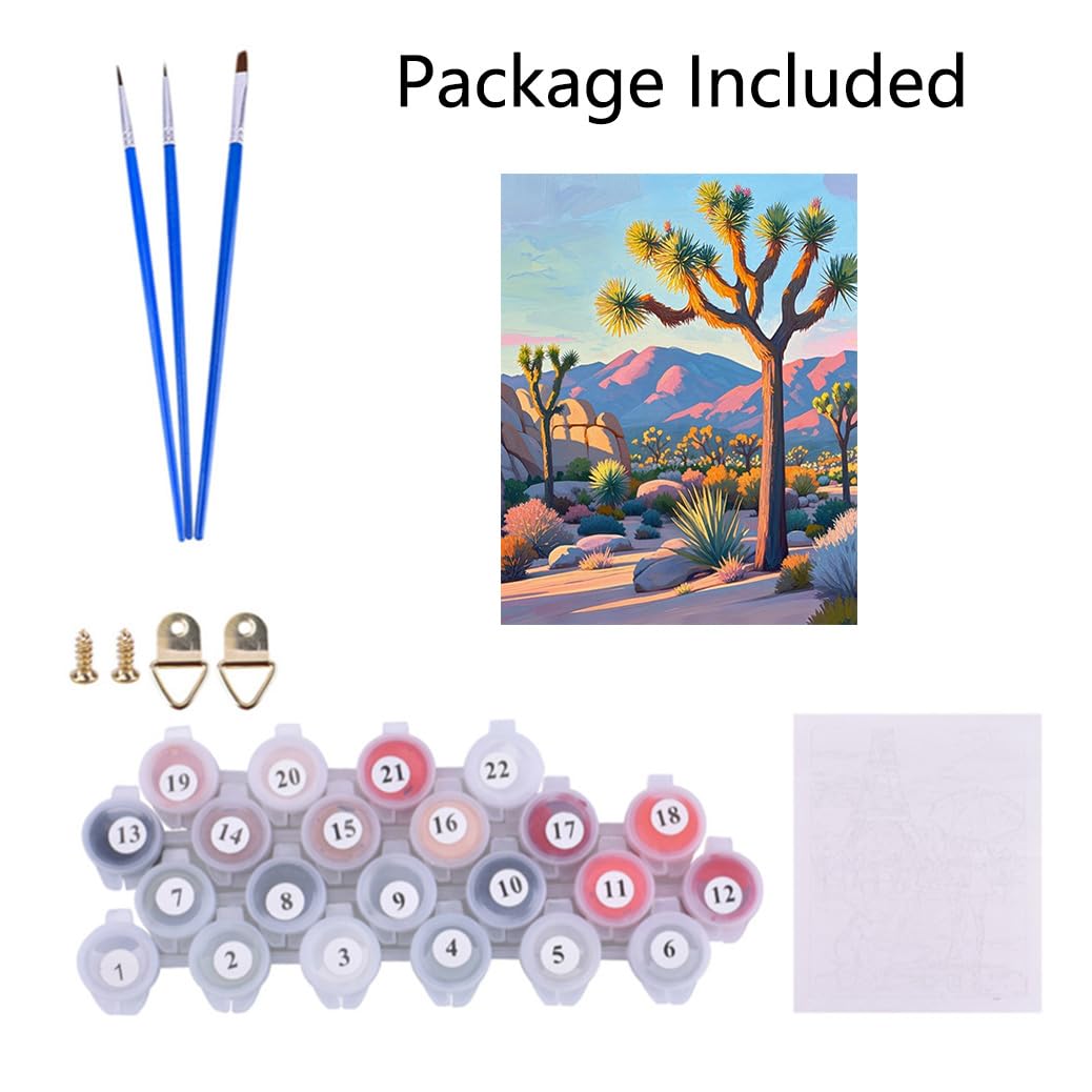 ACIOPPL Sight Paint by Numbers for Adults Beginner National Park DIY Acrylic Painting Kit Landscape Oil Painting by Number Kit Scenery Drawing Canvas Set for Home Wall Decor Joshua Tree National Park Generic
