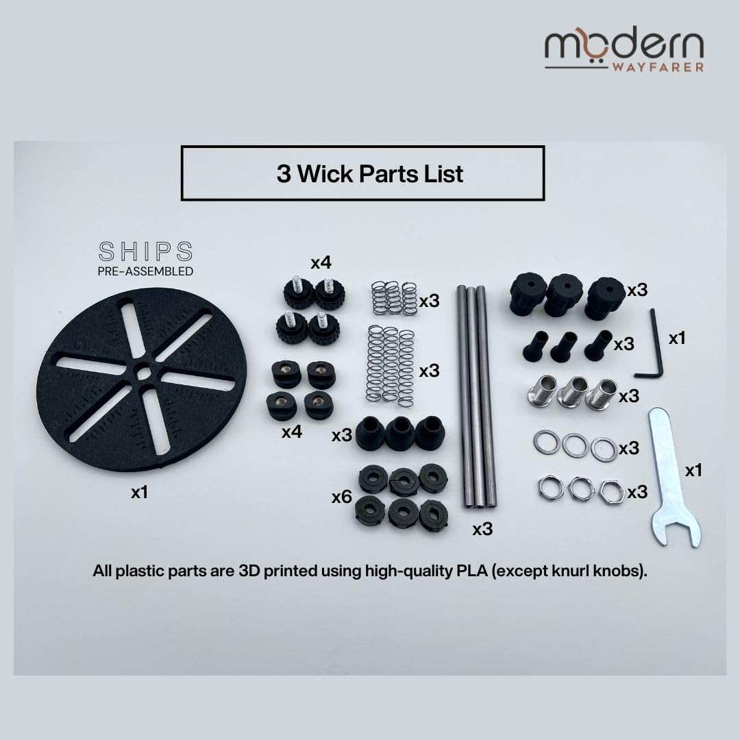 Adjustable Candle Wick Centering Tool – 3-Wick Holder for Candle Making Kit – Wick Setter Tool, Wick Placement Device, Candle DIY Accessory – Handmade in USA Modern Wayfarer