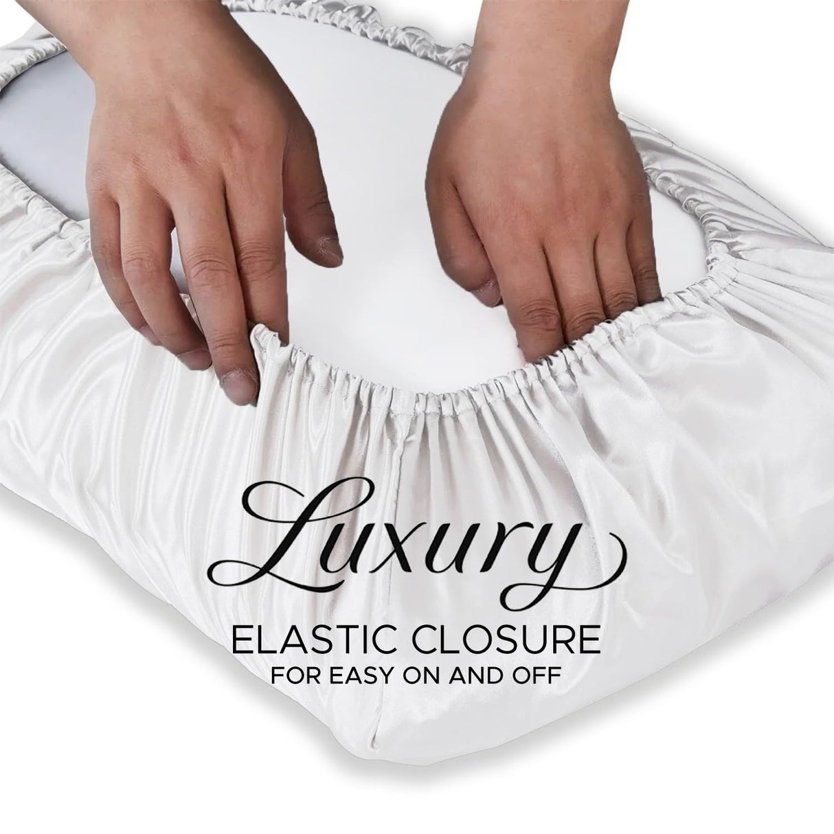 Silk Satin Pillowcases for Hair and Skin. Decorative Luxurious Travel Elastic Band Satin Pillowcase. No Zipper, Folded Soft Blank Pillow Covers. Perfect for Travel and DIY Sublimation -White TornadoZ