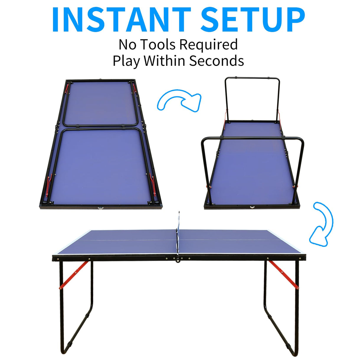 SculPong Ping Pong Table Foldable 4.5FT Table Tennis Table for Indoor Outdoor with with Net, Table Tennis Paddles and Balls SculPong