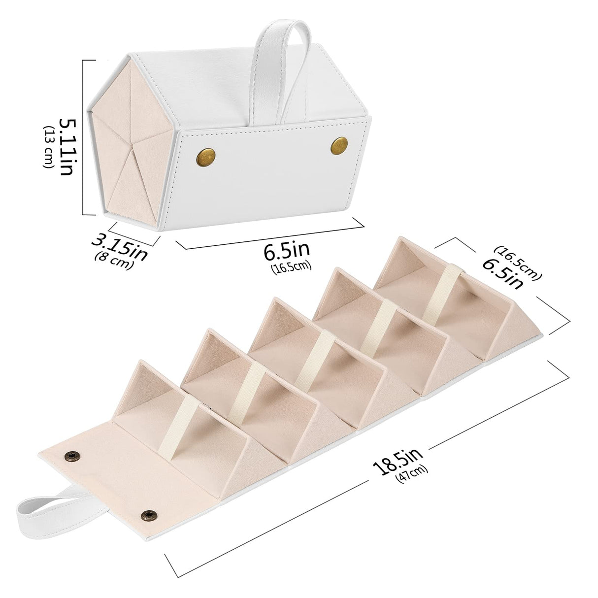 MoKo Sunglasses Organizer with 5 Slots, Foldable Travel Glasses Storage Case Holder Eyewear Display Box, White MoKo