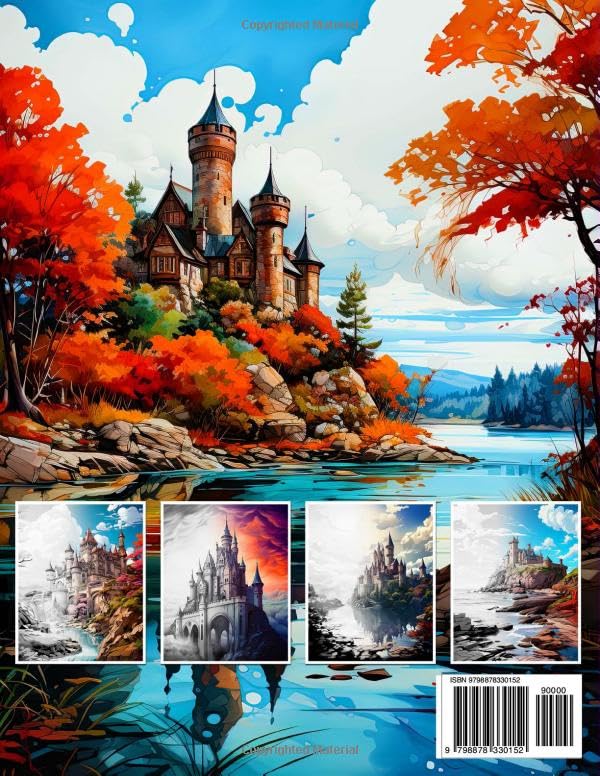 Coloring Castles: Exploring Towers and Turrets - Adult Relaxation & Stress Relief Castle Coloring Book with Intricate Medieval, Persian, and East Asian Fortresses and Magical Palaces Majosta