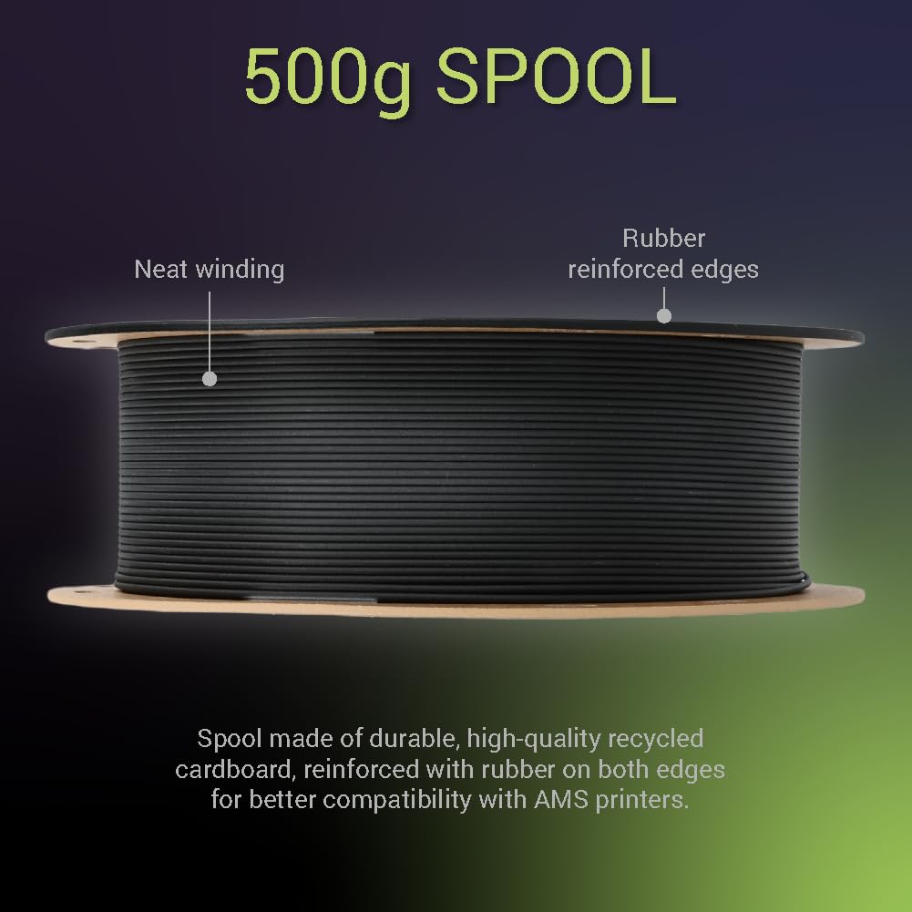 Polymaker Fiberon PETG-RCF Filament Black 1.75mm 0.5kg, Recycled Carbon Fiber Reinforced PETG 3D Printing Filament Ideal for Drone and Automotive Products POLYMAKER