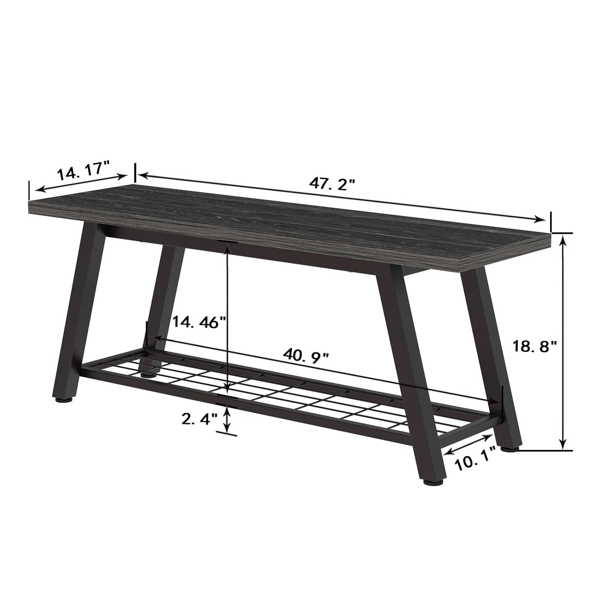 Oastreeful Industrial Entryway Bench Rustic Wood and Metal Storage Bench for Indoor Living Dining Room Bedroom Long Shoe Benches Seat (Charcoal Black) Oastreeful