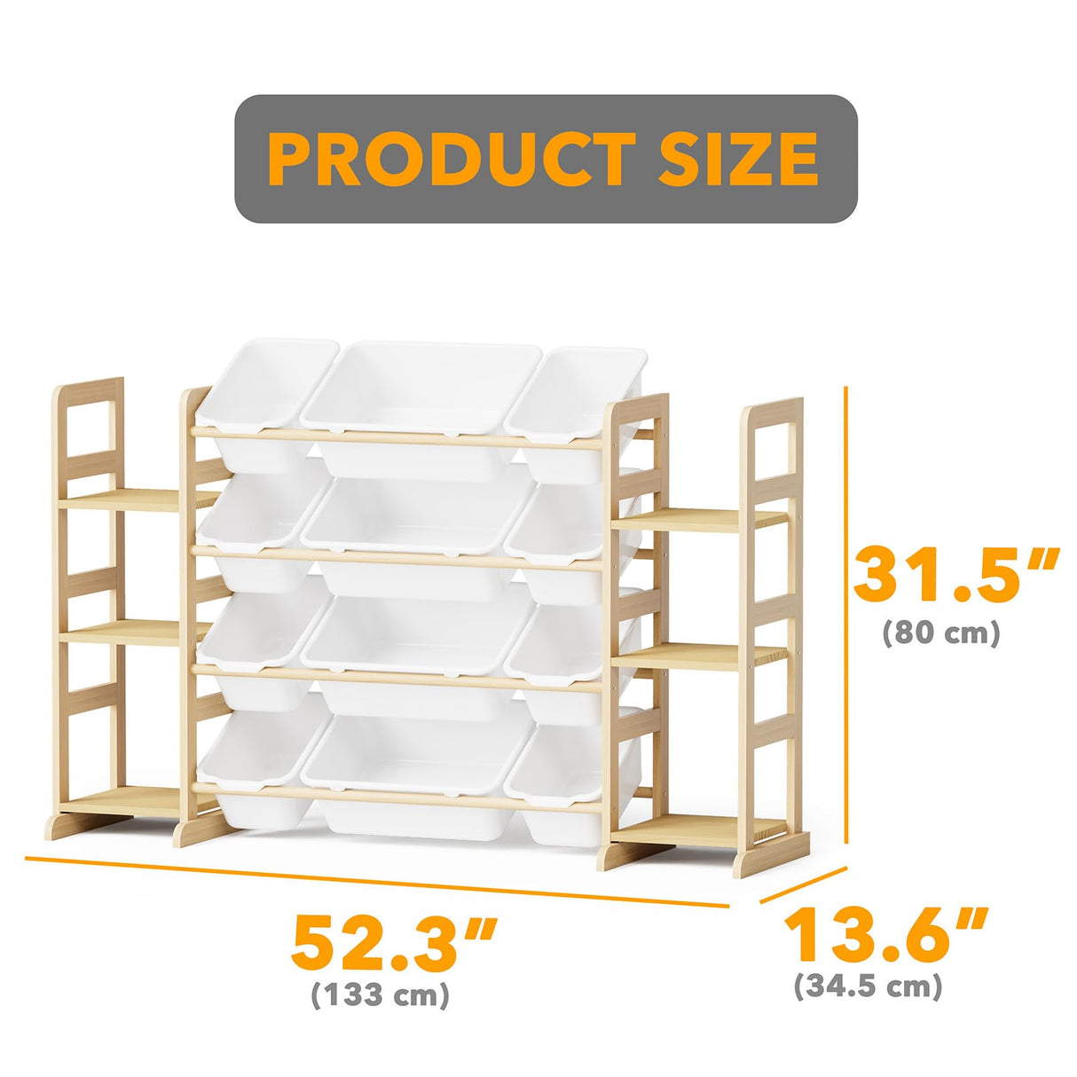 SpaceAid Toy Storage Organizer with 6 Shelves and 12 Bins, Bookshelf/Bookcase, Kids Bin Shelf, Toys Box for Playroom Organization for Bedroom & Room Decor, White, 52.3" W SpaceAid