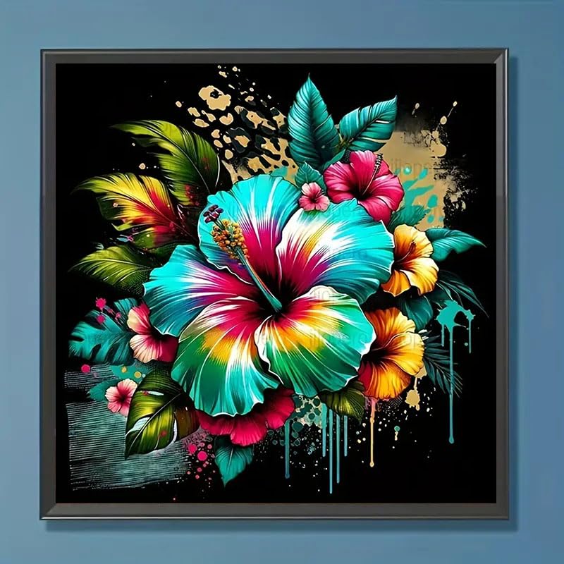 CXYQLC DIY 5D Diamond Painting Kits for Adults Diamond Art Hibiscus Flower Diamond Painting Full Drill Crystal Rhinestone Embroidery Craft Kits for Home Wall Decor Gifts 11.8x11.8inch CXYQLC