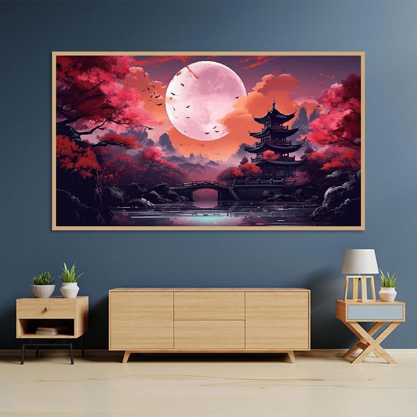 5D Large Diamond Art Painting,Moon Diamond Painting Kits for Adults,DIY Full Drill Crystal Rhinestone Chinese style Arts and Crafts,Gem Art Painting with Diamond Home Wall Decor 27.5 X 15.7inch pchmcu