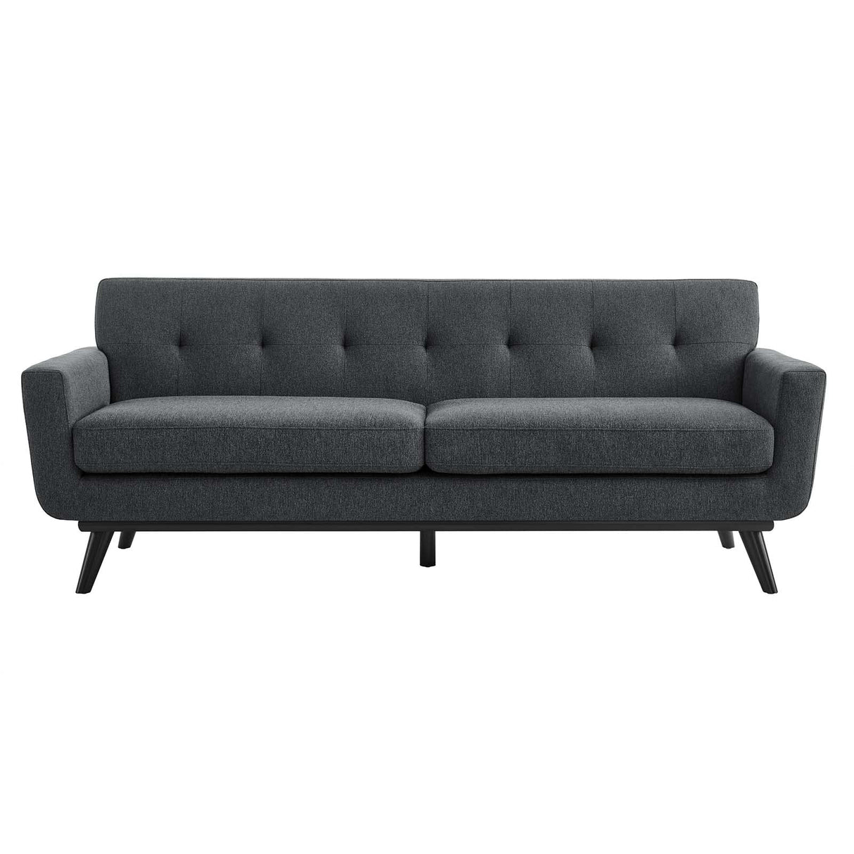 Modway Engage Mid-Century Modern Herringbone Fabric Sofa in Charcoal Modway