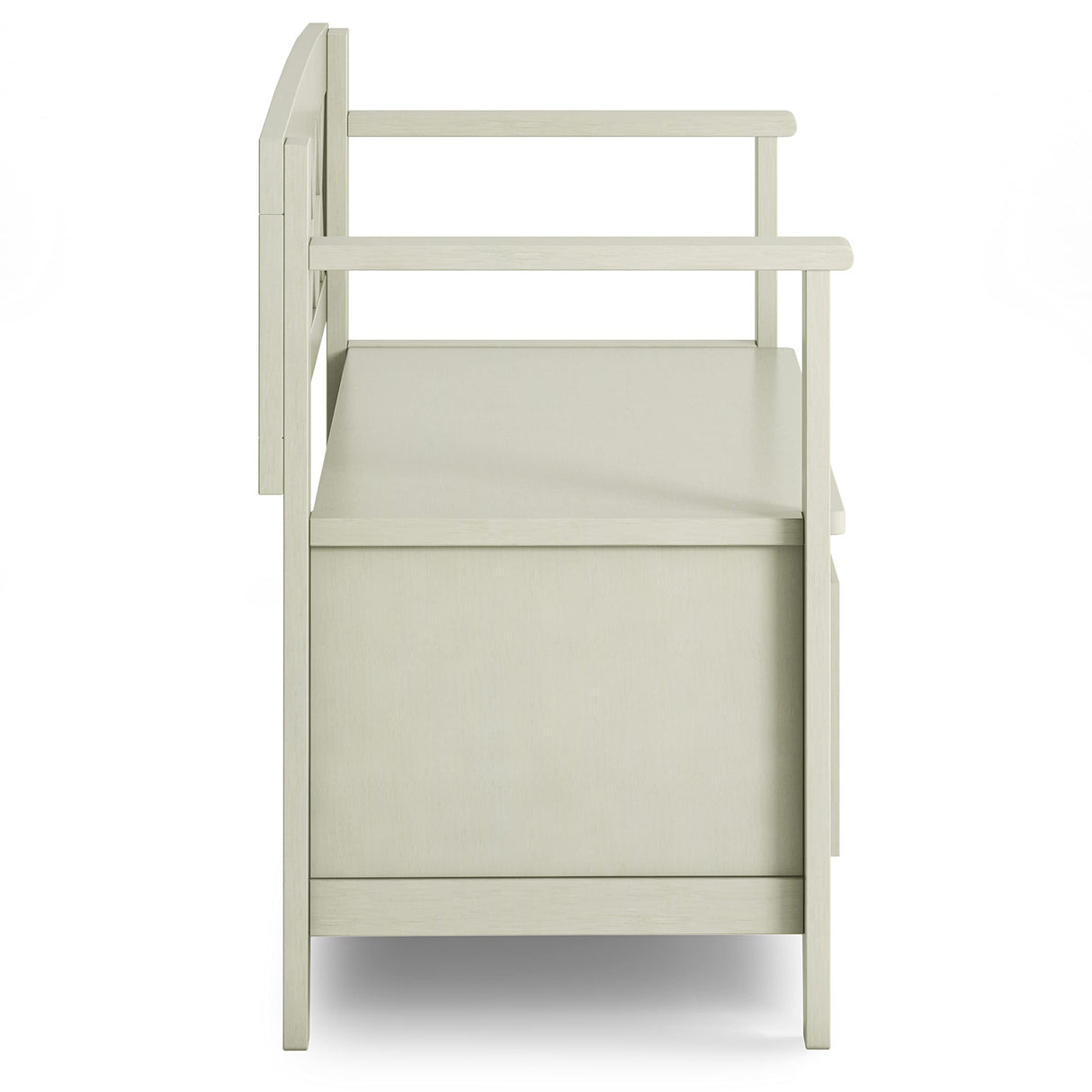 Amherst Solid Wood 48-Inch Entryway Storage Bench in Antique White SIMPLIHOME