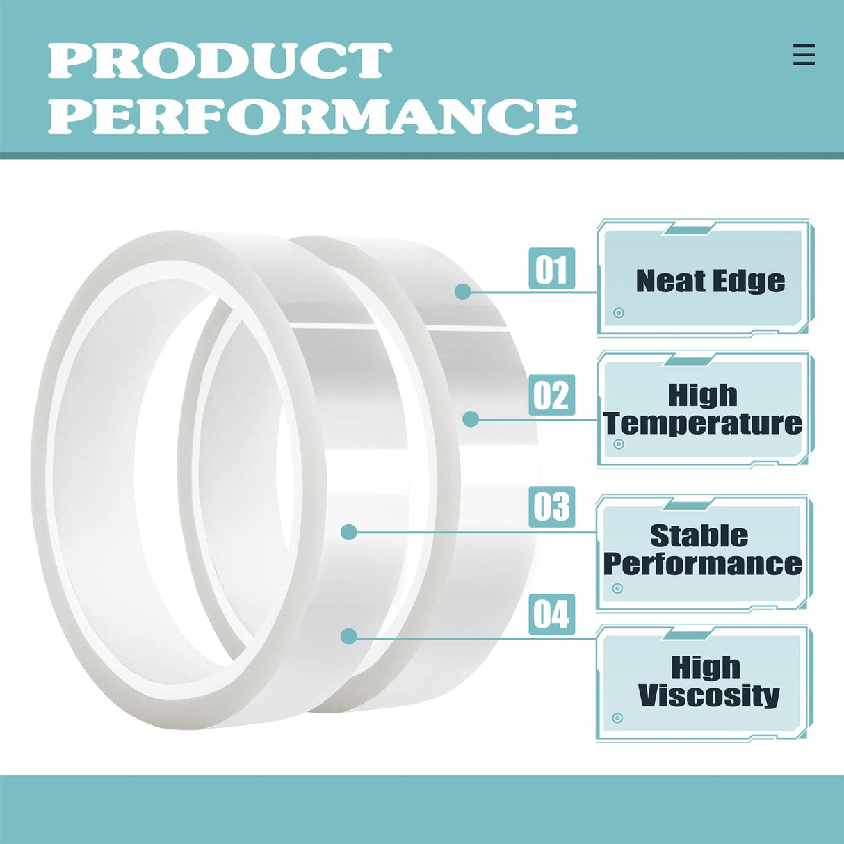 MEBMIK 2 Rolls 20mm x33m(108ft) Clear Heat Tape,Transparent High Temperature Heat Resistant Tape,Heat Transfer Tape for Heat Press and Sublimation,Heat Transfer Vinyl,No Residue MEBMIK
