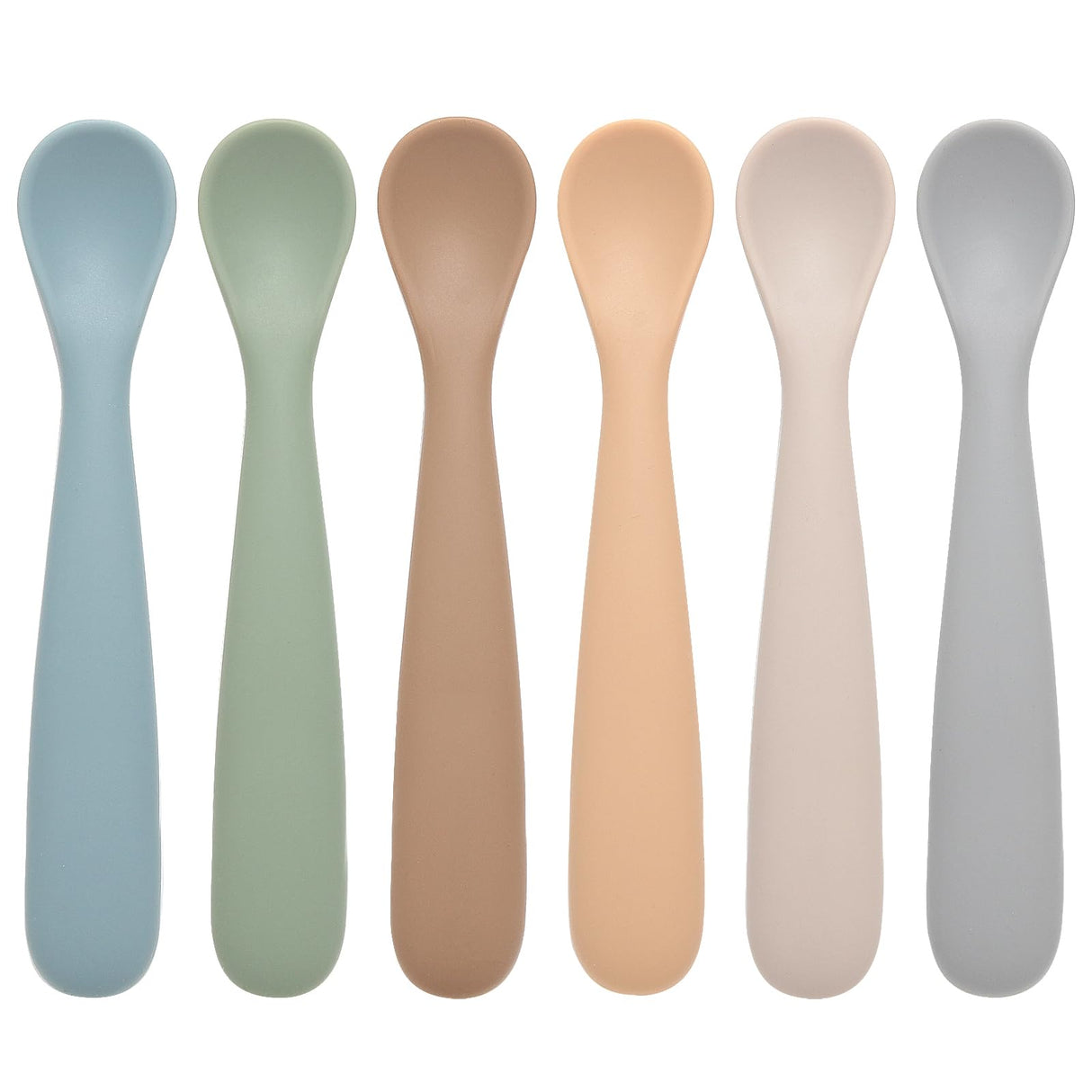 Eascrozn Baby Spoons, 6 Pack First Stage Silicone Baby Feeding Spoons, Soft Tip Feeding Baby Utensils, Baby Led Weaning Supplies Training Spoons, Dishwasher and Boil Safe Eascrozn