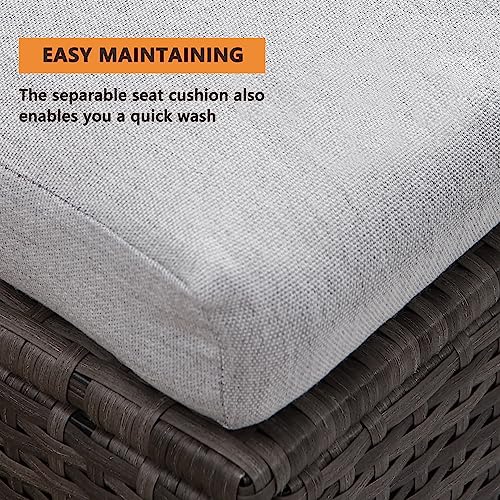 Solaste 7 Piece Patio Furniture Set, All Weather Wicker Patio Conversation Sets with Cushion Seat & Pillows, Outdoor Dining Set, Patio Furniture Outdoor Sectional, Grey Solaste