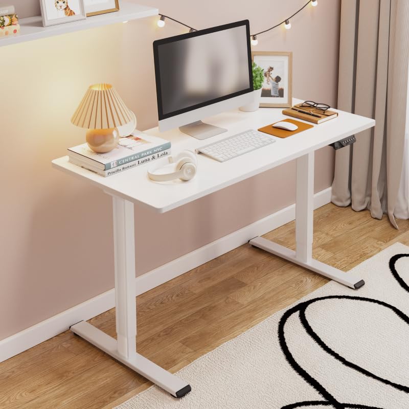FLEXISPOT 71 x 32 Inch Dual Motor Standing Desk, Computer Desk with Memory Controller, Home Office Desk with Splice Board (White Frame + 71" White Desktop, 2 Packages) FLEXISPOT