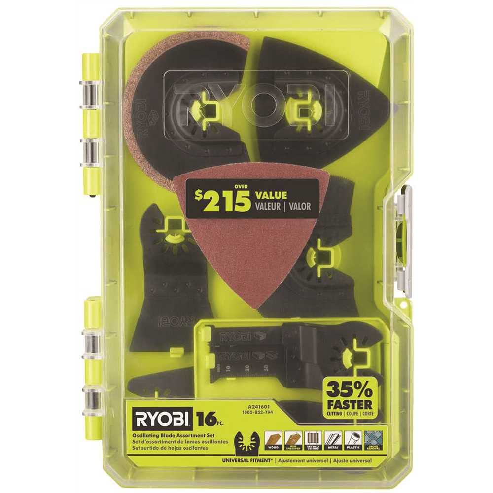RYOBI 16 PC. OSCILLATING MULTI-TOOL BLADE ACCESSORY SET, #A241601 RYOBI