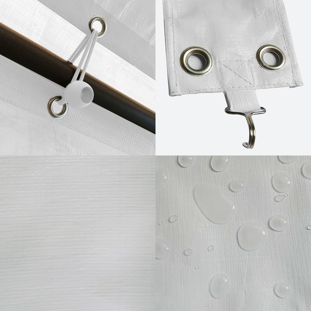 Carport Replacement Canopy, Replacement Top Cover for 10' x 20' Carport Frame, 180G PE Fabric Waterproof & UV Protected Tarp with Ball Bungees, White (Only Top Cover, Frame is not Included) Vanteriam