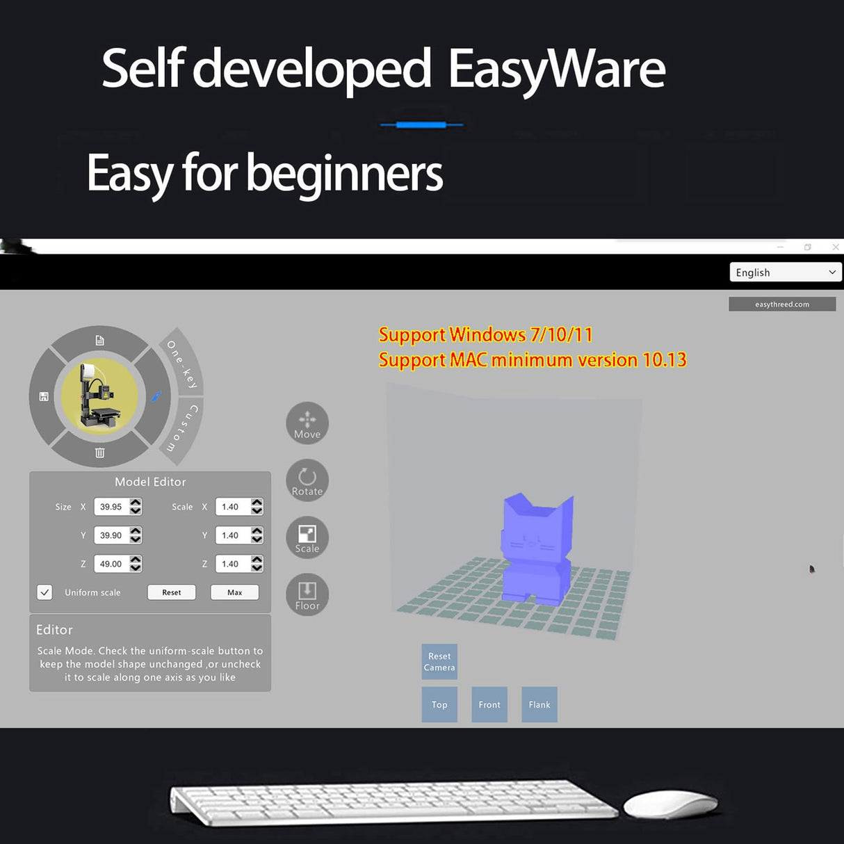 Denash High Accuracy 3D Printer, Beginner Friendly, Compact Size, Fast Heating, Educational Tool, Robust ABS Material, Small 3D Printer with 100x100x100mm Printing Size (White) Denash