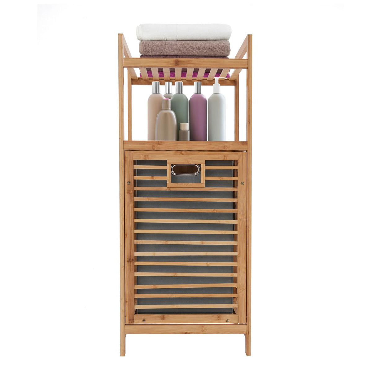 Xlsdlvcnxz Tilt Out Laundry Hamper with Shelves Bamboo Frame Non-Woven Basket for Clothes Storage Bathroom Organization Xlsdlvcnxz