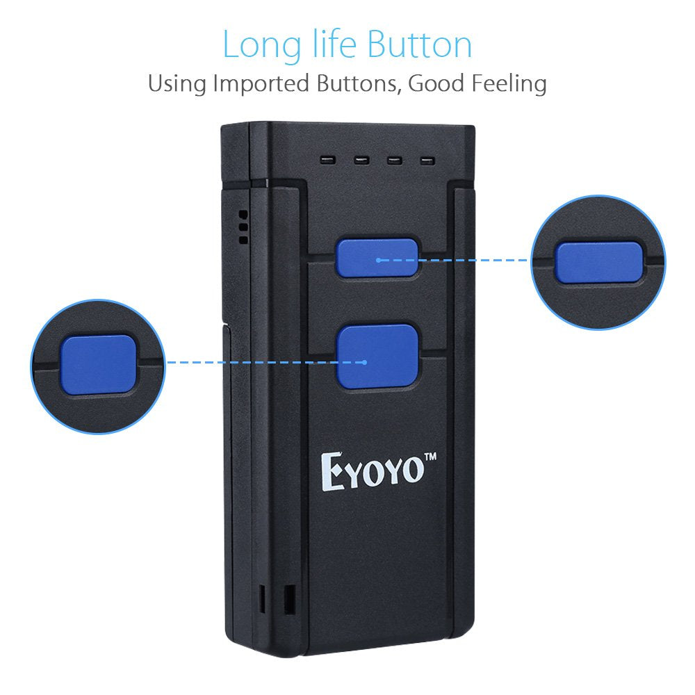 Eyoyo Mini 1D Wireless Barcode Scanner Bluetooth,3-in-1 Bluetooth&2.4G Wireless&Wired Connection, Portable Inventory Bar Code Reader Compatible with iPhone, Android, Windows, Mac Tablets or Computers Eyoyo