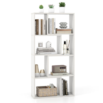 IFANNY Bookshelf, 48’’ Tall Bookcase with 8 Cubes, Small Bookshelf with Storage, Geometric Display Shelf, Wooden Bookshelves & Bookcases, Book Shelves for Bedroom, Living Room, Study (White)