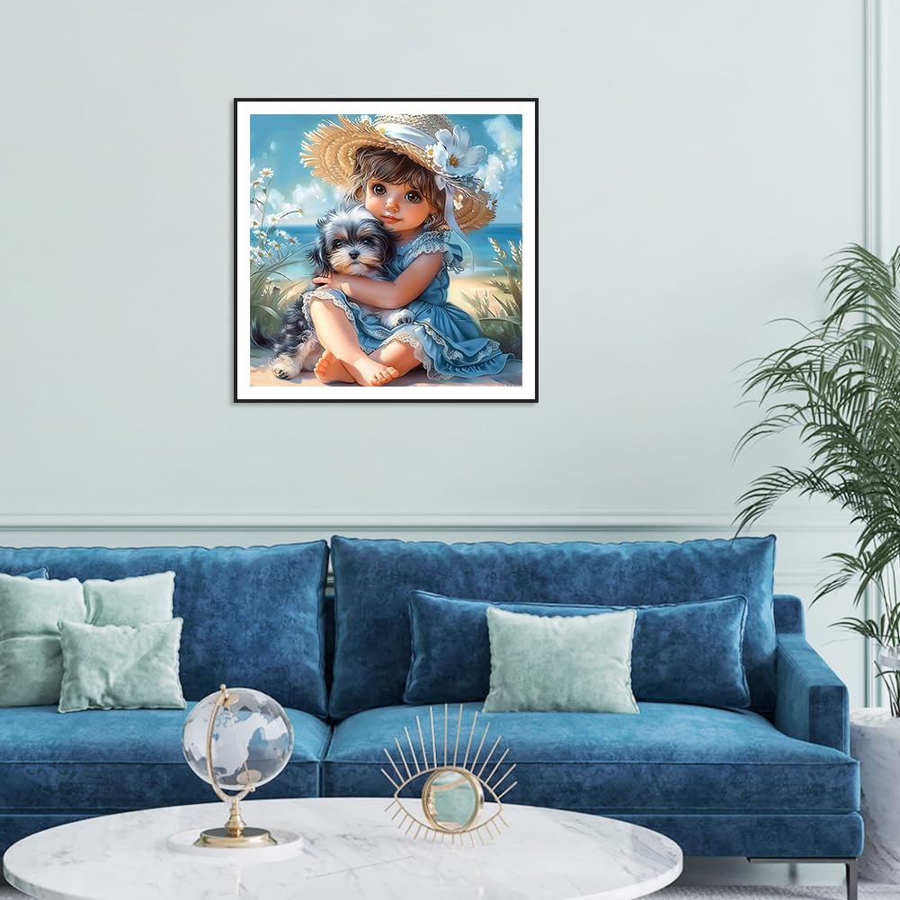 SJUTOUCI Dog Diamond Art Painting Kits for Adults, Diamond Art Kits for Beginners, 5D DIY Full Drill Gem Craft for Home Decor Gift 12x12inch/30x30cm SJUTOUCI