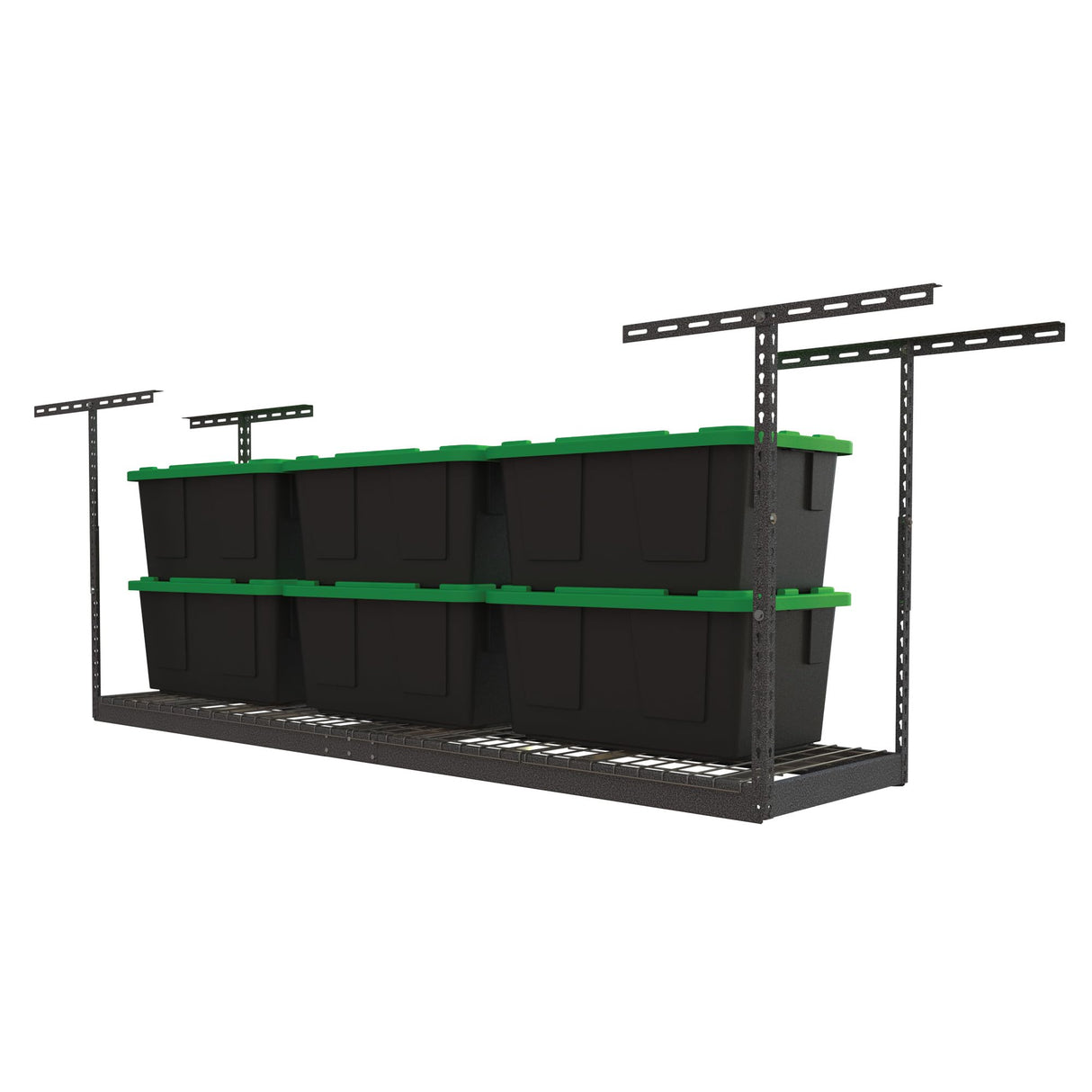 MonsterRax Overhead Garage Storage Rack 2x8, Ceiling Mounted Shelving, Adjustable Hanging Organizer, Heavy Duty Steel, 350 Pound Capacity, Color: Hammertone, Adjusts 24-45" from Ceiling MonsterRAX Storage Solutions