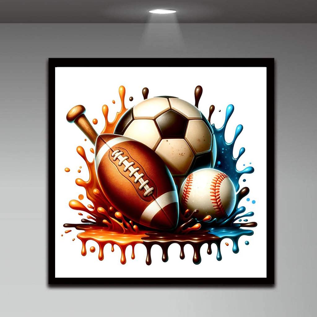 DIY 5D Diamond Art Painting Sport Balls 16x16 Inch for Adults Beginners. Round Full Drill Rhinestone Embroidery for Home Wall Decoration Generic