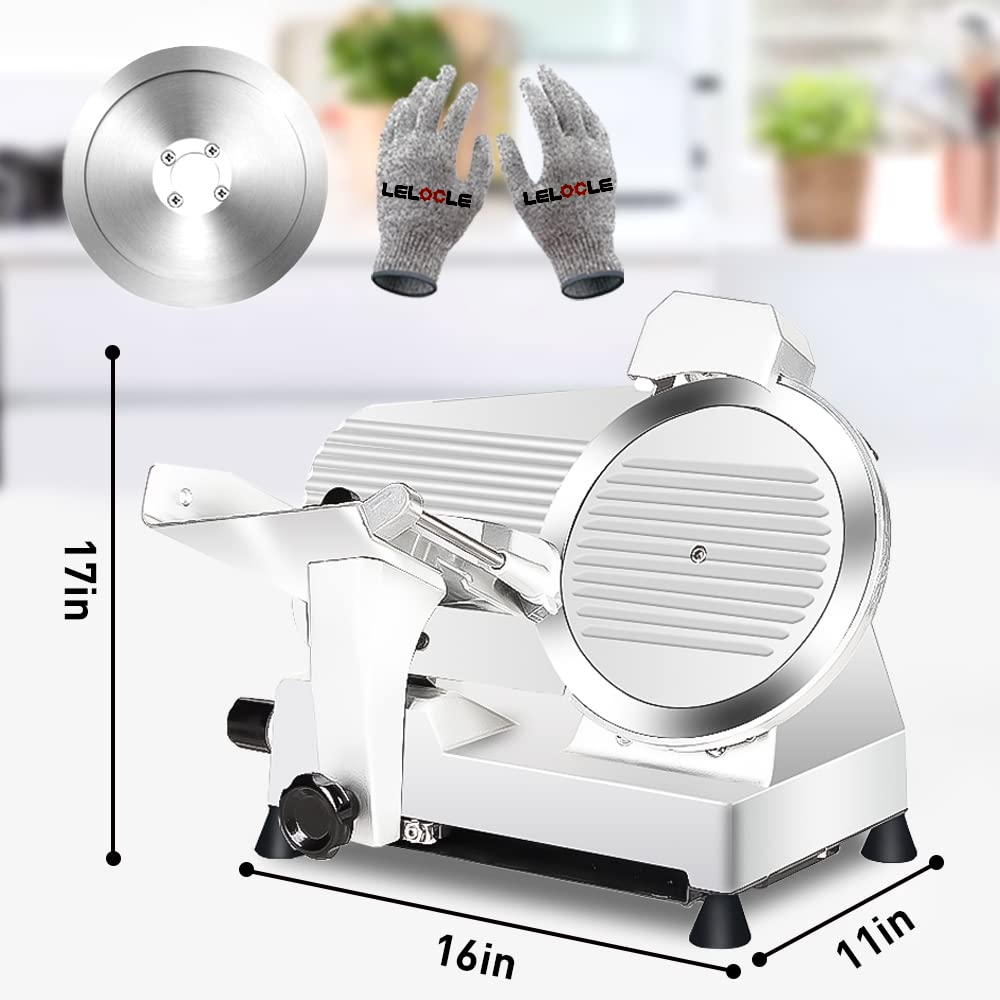 Meat Slicer,Commercial Meat Slicer,340W Frozen Meat Cheese Deli Slicer,10 inch Electric Food Slicer,Easy to Clean,Low Noises, Home Use and for Commercial-Meat Slicer for Home LELOCLE