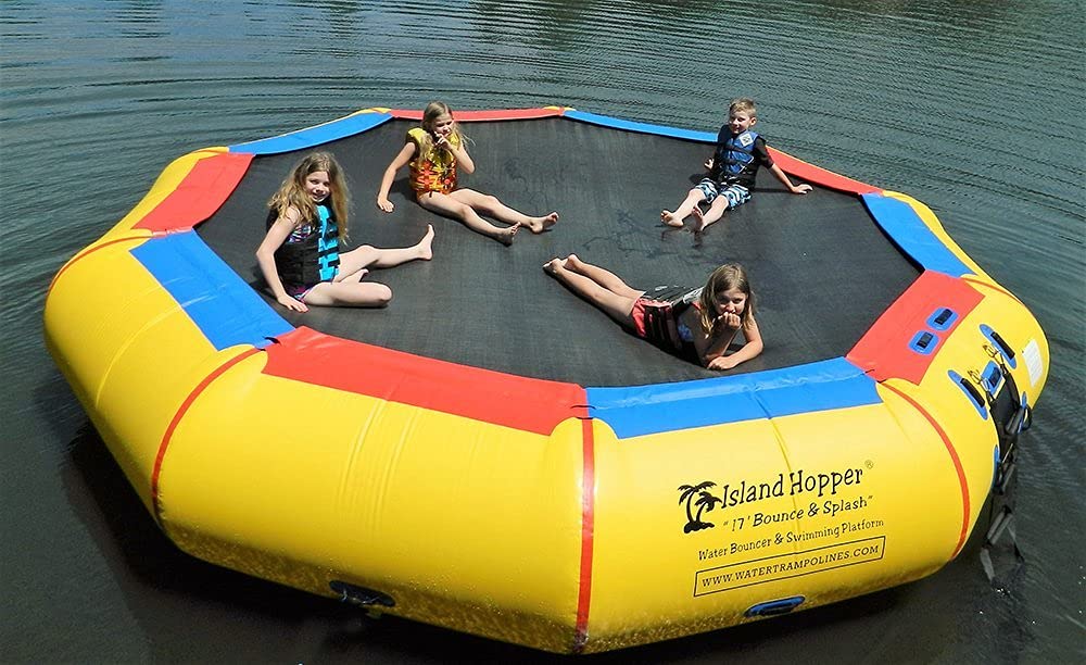 Island Hopper 17' Bounce N Splash Padded Water Bouncer Island Hopper