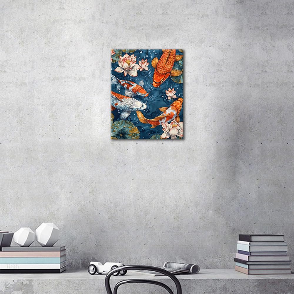 Paint by Numbers Kit for Adults, Adult Paint by Number Kits - Colorful Koi Fish in Serene Lotus Pond with Beautiful Lotus Leaves and Flowers - 16x20 Inch TUMOVO