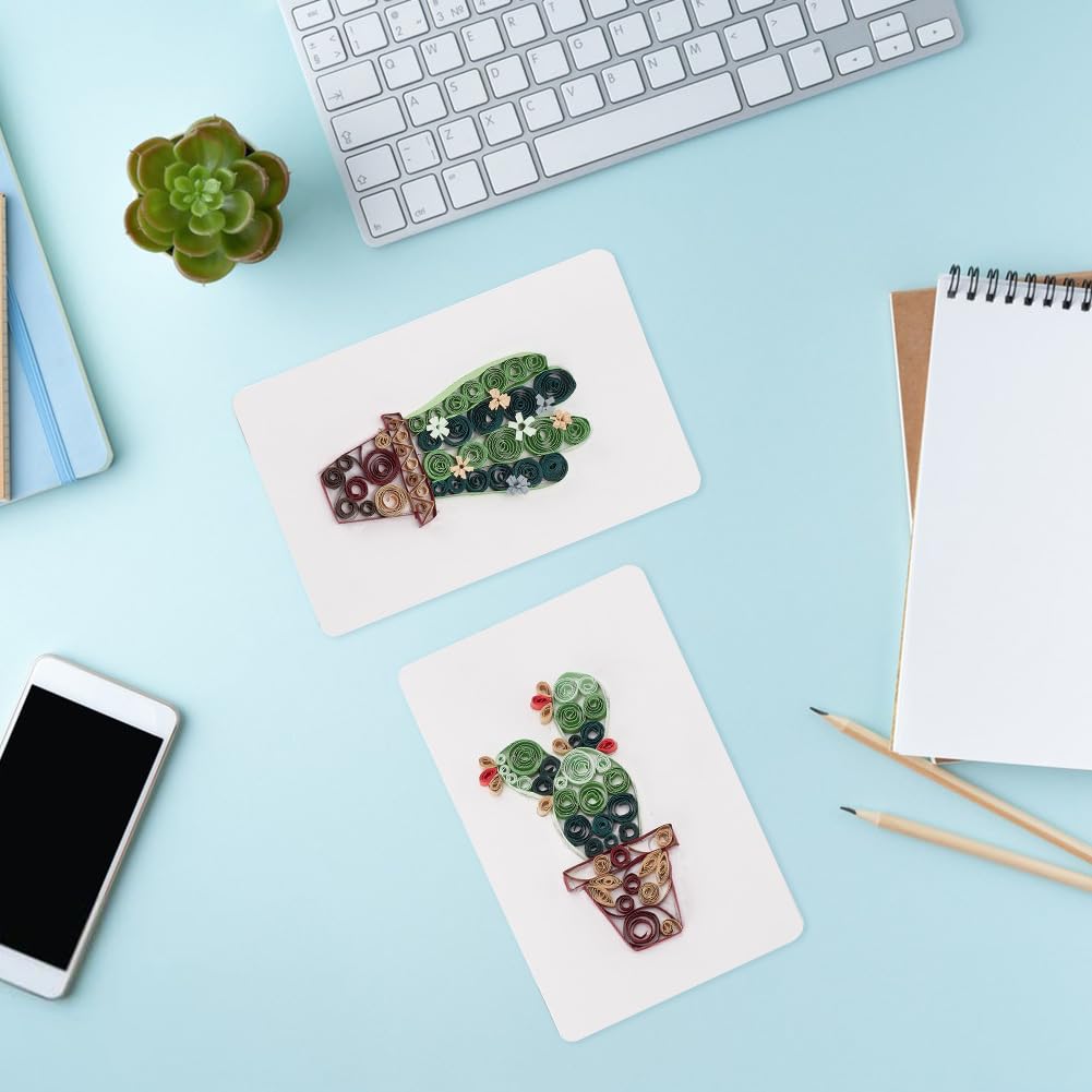 WEBEEDY Paper Quilling Kit 20 Sets DIY Cactus Card Quilling Kit with Paper Quilling Strips Tools and Supplies Greeting Card Making Kits for Beginners DIY Handmade Craft Home Room Wall Decor Gift WEBEEDY