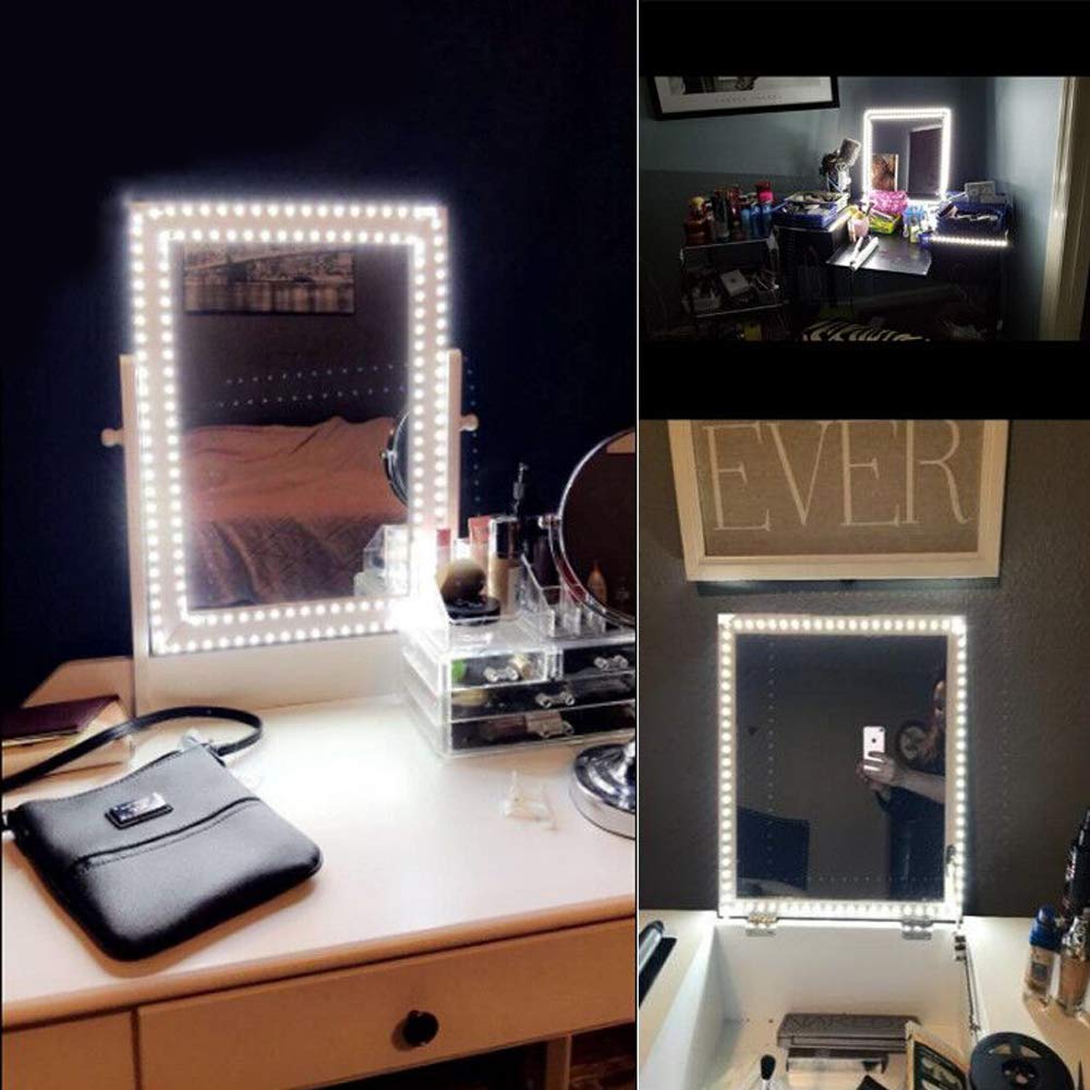 13ft/4M Led Vanity Mirror Lights Kit Bendable NO NEED TO CUT Vanity Make-up Mirror Cloakroom Adjustable Flexible Strip Light Table Set with Dimmer and Power Supply Mirror Not Included ZOKON