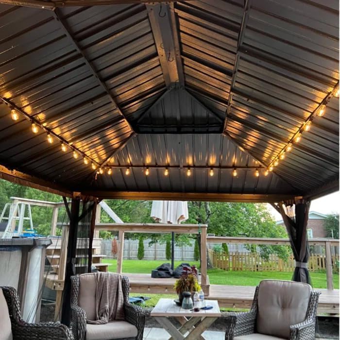 Domi 10'x14' Hardtop Gazebo Canopy Metal,Outdoor Aluminum Gazebo with Galvanized Steel Double Roof,Curtain and Netting,Permanent Gazebo Pavilion for Patio Deck,Backyard domi outdoor living