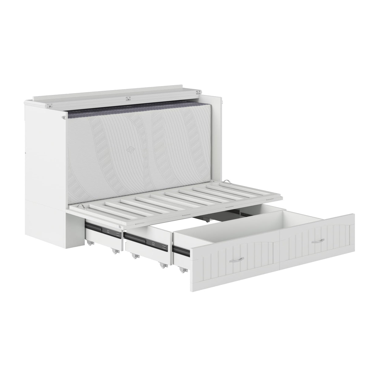 AFI, Southampton Murphy Bed Chest Queen with 6" Mattress, Storage Drawer & Built-in USB Charger, White AFI