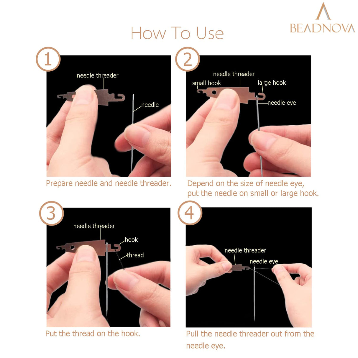 BEADNOVA Needle Threaders 20pcs Stainless Steel Sewing Needle Threader for Hand Sewing Large Eye Cross Stitch Embroidery Craft Knitting Quilting BEADNOVA